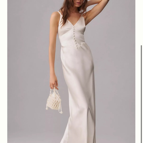 Reformation Esa Silk Dress in Ivory - Picture 1 of 13